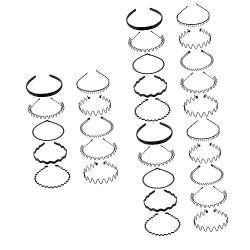 30 Stk Gewelltes Stirnband Elastische Haarbänder Make-up-stirnband Unisex-wellenfeder-stirnbänder Schwarzer Haarreif Wellige Haarbänder Metall Südkorea Männer Und Frauen von minkissy