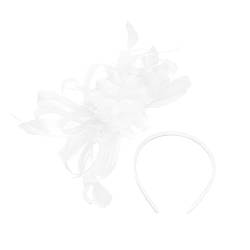 minkissy 1Stk Haarspange mit Federhut braut haar -Haarnadel Braut Kopfschmuck wedding hair accessories hochzeits haarschmuck Kopfschmuck für Frauen schöner Kopfschmuck Gittergewebe Weiß von minkissy