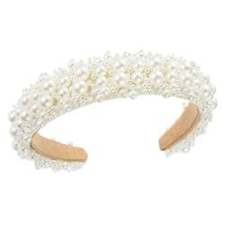 minkissy 1stk Perlenkristall-stirnband Retro-kristall-haarband Dickes Haarband Kristall-strass-stirnband Hochzeit Kopfschmuck Dicker Haarreif Weiß Synthetische Perlen Anmut Hocken Fräulein von minkissy