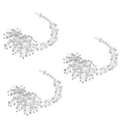 minkissy 3St Hochzeit Haarkette hair accessories for hochzeitshaar schmuck Stirnband haarschmuck Braut Kopfschmuck aus Kristall Braut-Haarkette die Blumen Kopfbedeckung Zubehör Weiß von minkissy