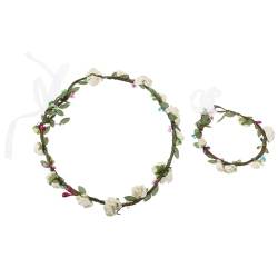 minkissy 4 Stück Stirnband Mit Blumenkranz Haarschmuck Für Frauen Hochzeit Stirnband Floraler Kopfschmuck Lila Blumenstirnband Für Mädchen Kleinkind Papierrose Weiß Braut von minkissy