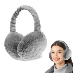 mizikuu Winter Ohrenwärmer Damen, Ohrenschützer Warme Faltbare Earmuffs Einstellbare Ohrabdeckungen Plüsch Ohrenmuscheln Kälteschutz Winterzubehör für Frauen Mädchen Grau von mizikuu