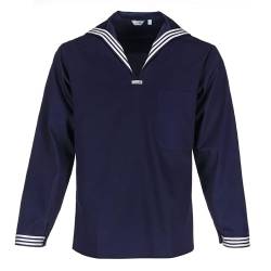 modAS Unisex Matrosenhemd Klassisch - Maritimes Langarm-Hemd mit großem Kragen in Marine Größe Damen 38, Herren 44 von modAS