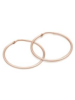 modabilé Creolen Damen Hängend Rund Roségold Vergoldet (35mm) 925 Sterling Silber Geometrische Kreis-Ohrringe Klein Edel Kreisförmig Schmuck Ohrhänger von modabilé