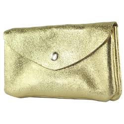 modamoda de - P11 - ital. Leder Damen Geldbörse Portemonnaie Medium, Farbe:Lightgold Metallic von modamoda de