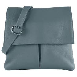 modamoda de - T63LEDER - Damen Umhängetasche aus Leder, Farbe:Taubenblau von modamoda de