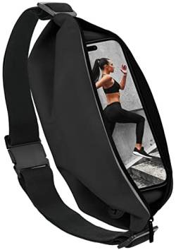 moex® Easy Bag für LG G8s ThinQ Laufgürtel für Handy, Lauftasche Jogging, Handytasche zum Joggen, Sport Bauchtasche wasserdicht, Fitness Running Belt – Schwarz von moex