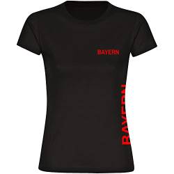 multifanshop Damen T-Shirt - Bayern - Brust & Seite - Druck rot - Frauen Größe M schwarz von multifanshop