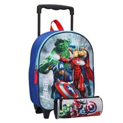 mybagstory - Trolley – Rucksack – 3D – Avengers – Kinder – Schule – Grundschule – Kindergarten – Schulranzen für Jungen – Größe 31 cm – verstellbare Träger – Rollen + Federmäppchen – Geschenkidee von mybagstory