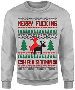 Merry Fucking ugly christmas Sweater Herren Pullover Pulli xmas Weihnachten Santa von mycultshirt