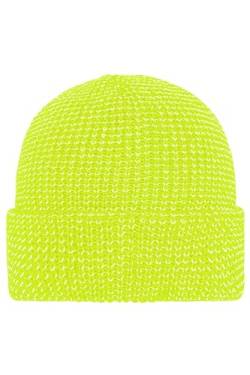 myrtle beach Reflective Winter Beanie - Strickmütze mit reflektierenden Akzenten | Farbe: Bright-Yellow | Grösse: one Size - 5er Pack von myrtle beach