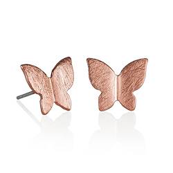 Namana Schmetterlinge Rosegold Ohrstecker für Damen und Mädchen, gebürstetes Finish, Matte Frühlings-Schmetterling Ohrringe für Frauen, Rosegold Schmetterlingsohrringe, Schmetterling Schmuck fur Damen von namana