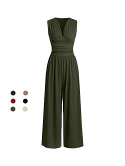 nanplus Eleganter Damen Jumpsuit für den Sommer: Ärmellos, V-Ausschnitt, weites Bein, mit Taschen von nanplus