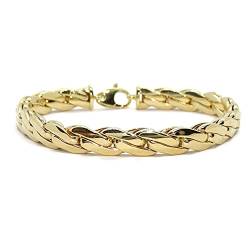 18 Karat Gold geflochtenes Gliederarmband Damen, Kettenarmband 19,50cm, 12,60 g Gelbgold. von never say never