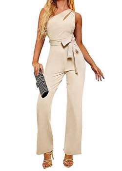 nicticsi Jumpsuit Damen Overall Sommer Elegant Einfarbiger Spitze Schlanker Gürtel Einteiliger Heimoverall Lässigen Lang Jumpsuit Overall Hosenanzug Romper Playsuit von nicticsi