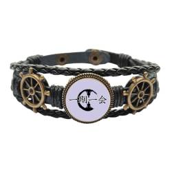 no/no Cherish Meaning Schicksal Zen Art-Deco-Armband, Leder, geflochten, Ozean, Armband, M, Metall von no/no