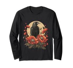 Odin Rabe in Rosen Wikinger Walhalla Mond nordisches Langarmshirt von nordische Kultur und Nordmänner Designs