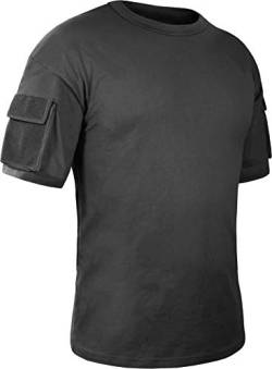 Herren Tactical T-Shirt mit Klett-Ärmeltaschen Farbe Schwarz Größe M von normani