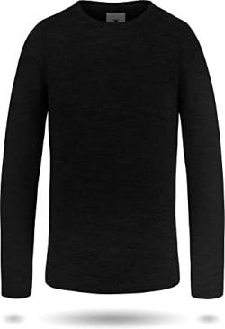 Kinder Merino Langarm Shirt Ski-Unterhemd Thermounterwäsche Funktionsshirt aus 100% Bio-Merinowolle für Junge und Mädchen Farbe Schwarz Größe 110-116 von normani