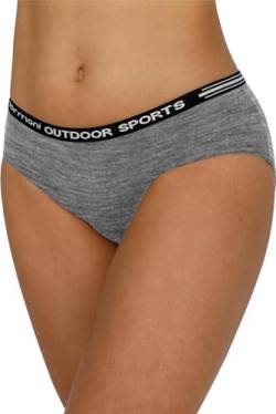 normani Damen Merino Slip Merinounterwäsche Sport Outdoor Hipkini Schlüpfer Unterhose - 100% Bio-Merinowolle Farbe Grau Größe XL von normani