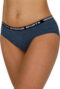 normani Damen Merino Slip Merinounterwäsche Sport Outdoor Hipkini Schlüpfer Unterhose - 100% Bio-Merinowolle Farbe Navy Größe S von normani