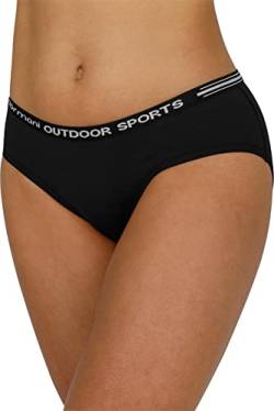 normani Damen Merino Slip Merinounterwäsche Sport Outdoor Hipkini Schlüpfer Unterhose - 100% Bio-Merinowolle Farbe Schwarz Größe XS von normani