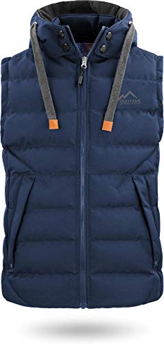 normani Herren Wattierte Weste Winddichte Steppweste mit Sweat Kapuze und Stehkragen Outdoor Bodywarmer Farbe Marine Größe L/52 von normani