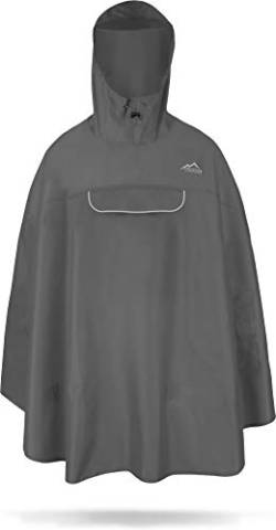 normani Premium Wasserdichter Regenponcho Poncho mit Kapuze und seitlichen Einschubtaschen - KleinesPackmaß - Fahrradponcho Regenmantel Unisex (S-3XL) Farbe Anthrazit Größe L/XL von normani