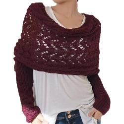 nuoke Schal Mit Ärmeln, Multifunktionaler Schal Mit Ärmeln Für Damen, Gestrickter Schal Sweater Wrap Mit Ärmeln, Boho Pashmina Schal Umhang,Strickschal Damen,Schal Damen Winter,Schal Mit Ärmeln Strick von nuoke