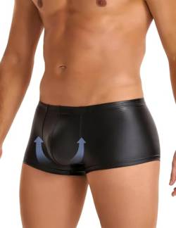 ohmydear Herren Leder Boxershorts Erotisch Reizwäsche für Sex Elastisch Männer Sexy Unterwäsche Größe Größen Wetlook Slips Leder Clubwear Dessous Weich Atmungsaktiv von ohmydear