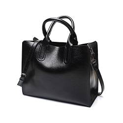 ohodhmnu Damen Tragetasche, Frauen PU Leder Taschen Handtasche Casual Weibliche Tasche Damen Schultertasche Große Kapazität, Schwarz , Small von ohodhmnu