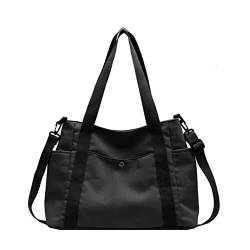 ohodhmnu Damen-Tragetasche, großes Fassungsvermögen, Canvas-Umhängetasche, lässige Handtasche für Damen, Schultasche, Teenager, Crossbody-Tasche, Schwarz , B von ohodhmnu