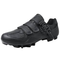 omcam Damen Herren Fahrradschuhe Rennrad Reiten Leichtathletik Schuhe Indoor Outdoor Fahrradschuhe Mit Delta Stollen,Schwarz,46 EU von omcam