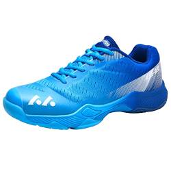 omcam Herren Badmintonschuhe, Atmungsaktive Indoor-Court-Turnschuhe Pickleball Fitnessschuhe rutschfeste Freizeit-Volleyballschuhe,Blau,42 EU von omcam