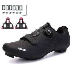 omcam Herren Damen Spin Fahrradschuhe, Damen Rennräder Schuhe Kompatibel Mit SPD & Look Delta Cleats rutschfeste Reitschuhe,Schwarz,41 EU von omcam