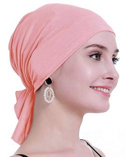 osvyo Bambus Chemo Kopftuch für Frauen mit Haarausfall - Krebspatienten kopfbedeckung Turban in Versiegelter Verpackung-MANDEL-ROSA von osvyo