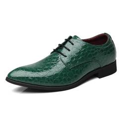 ottspu Herren Anzugschuhe Modern Casual Oxford Schuhe Bequeme Business Krokodil Brogue Büro Schuhe,Grün,43 EU von ottspu