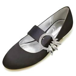 ottspu Mary Jane Flats Schuhe Strass Frauen Dressy Bequeme Runde Zehe Slip Auf Hochzeit Ballett Wohnung,Schwarz,43 EU von ottspu