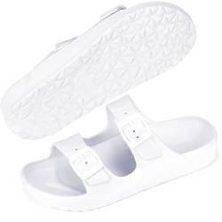 ouhos verstellbare Pantoletten Damen mit weichem Fußbett und Schnallen Sommer Sandalen rutschfest Badelatschen Meer Pool Strand Schwimmen Schlappen Größe 37-42 ﻿ von ouhos