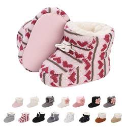 Baby Neugeborene Fleece Bootie, Winter Warme rutschfeste Weiche Sohle Winterschuhe Sock Schuhe Niedlich Einstellbar Krabbelschuhe Prewalker Stiefel für Mädchen Jungen Kleinkind Gr.0-18 Monate Rosa von outfit spring