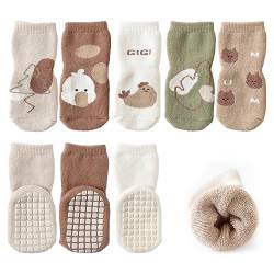 outfit spring Anti Rutsch Socken Baby, Rutschfeste ABS Socken Kinder, Neugeborene Baumwolle Stoppersocken Antirutschsocken Krabbelsocken zur Geburt Mädchen Jungen Geschenk 0-12 Monate Dicke D 5Paar von outfit spring