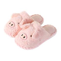 oxsdMKQ Damen Fuzzy Full Slippers Neuheit Tier Hausschuhe für Frauen Winter Warm Memory Foam Haus Schuhe Bequem Weich Plüsch Schlafzimmer Hausschuhe Damen Mädchen Niedlich Casual Cartoon Schwein von oxsdMKQ