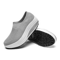 oxsdMKQ Damen Slip-Ins Go Walk Flex-Relish Sneaker Workout Casual Gym Jogging Schuhe Damen Atmungsaktive Mesh Sportschuhe Leichte Tennis Sportschuhe Slip On Arbeit Walking Schuhe, grau, 39.5 EU von oxsdMKQ