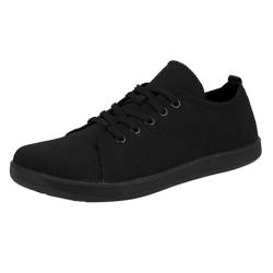 oxsdMKQ Herren-Wanderschuhe, Tennis, Outdoor, Traillaufschuhe, minimalistisch, Netzstoff, atmungsaktiv, leicht, lässig, Sneaker, klassische Schnürschuhe, Joggingschuhe, modische Sport-Sneaker, Schwarz von oxsdMKQ