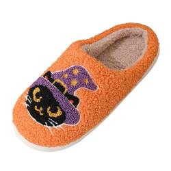 oxsdMKQ Weiche Hausschuhe Frauen Halloween Hausschuhe mit niedlichem Muster Winter Flauschige Hausschuhe Warme Memory Foam Fuzzy Komfort Hausschuhe Plüsch Geschlossene Zehen Schlafzimmer Schuhe Home von oxsdMKQ