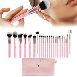 24 Stück Make Up Pinsel Set mit Pu-Leder Tasche,Profi Schminkpinsel,Contouring Pinselset,Professionelles Pinselset Makeup,Grundierungs Kontur Pinsel Set,Schminkpinsel Set für ein perfektes Make Up von pcsfoe