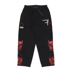 Lange Herren-Cargohose mit dreifachem Totenkopf-Print, Schwarz/Rot von phobia