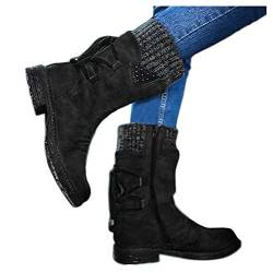 Loafer Schuhe Damen, Cowboy Stiefel Damen sexy, Cowboy Stiefel Damen Boots, Regenstiefel Damen wasserdicht, Damen Stiefeletten Cowboy Boots Leicht Gefüttert mit Trichterabsatz Stickereien von pitashe_Bekleidung