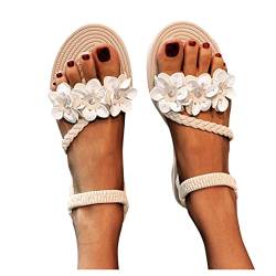 Sandalen Damen mit Absatz Sandale Damen Sommer Blumen Flache Frauen Strandsandalen Sandaletten Römersandalen Casual Damen Pantoletten Slipper Hausschuhe Slides Flip Flops Sommerschuhe Hochzeitsschuhe von pitashe_Bekleidung