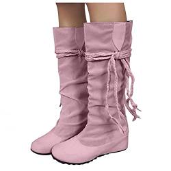 gummistiefel damen halbhoch, Damen Stiefeletten Ankle Boots mit Blockabsatz Retro-Stil Kurze Stiefel Spitzschuh High Heel Schuhe Schnürsenkel Frauen Bequem Spitzschuhe Kurze Stiefeletten Herbst Winter von pitashe_Bekleidung